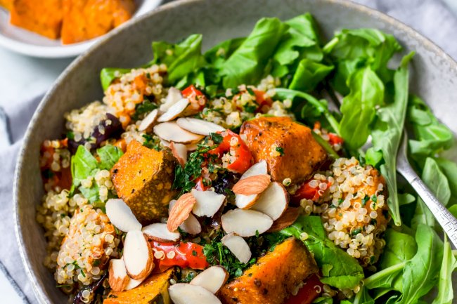 Grilled Pumpkin Salad with Hummus Recipe