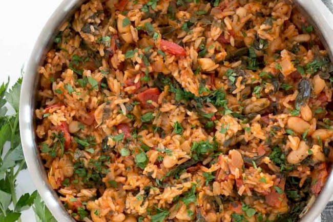 Spinach Corn Rice with Mushroom and Tomato Dips Recipe