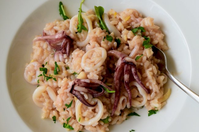 Squid and Rocket Leaves Risotto Recipe