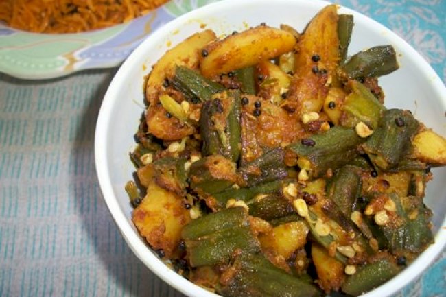 Bhindi Batata Nu Shaak Recipe