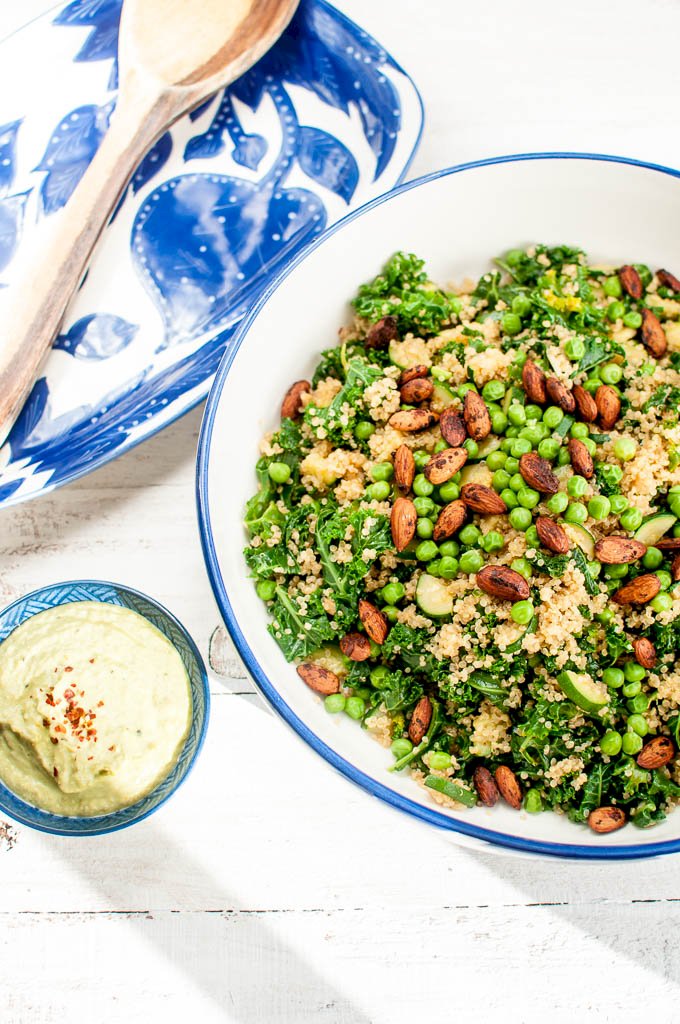 Kale and Pea Salad with Almond Dressing Recipe