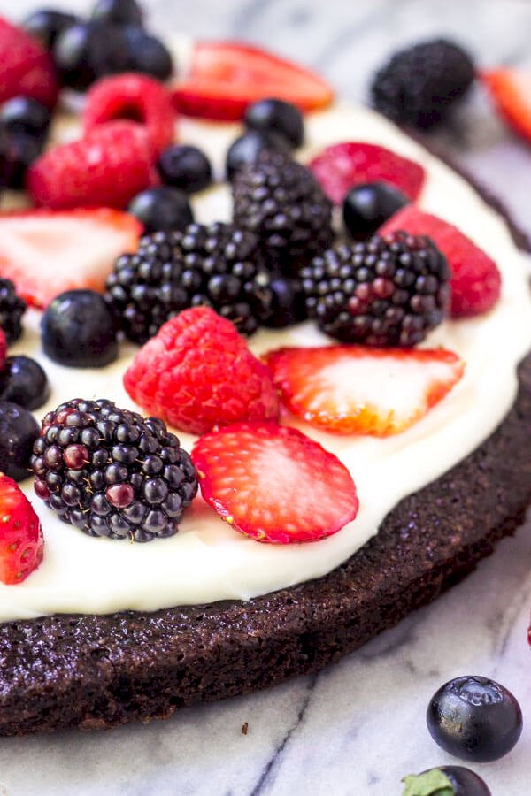 Chocolate Brownie Pizza with Mixed Berries Recipe