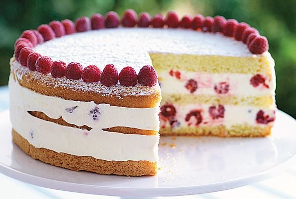 Layered Lemon Cake with Raspberries and Cream Recipe